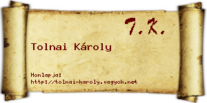 Tolnai Károly névjegykártya
