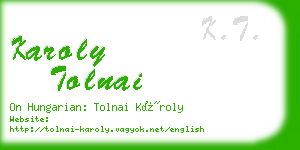 karoly tolnai business card